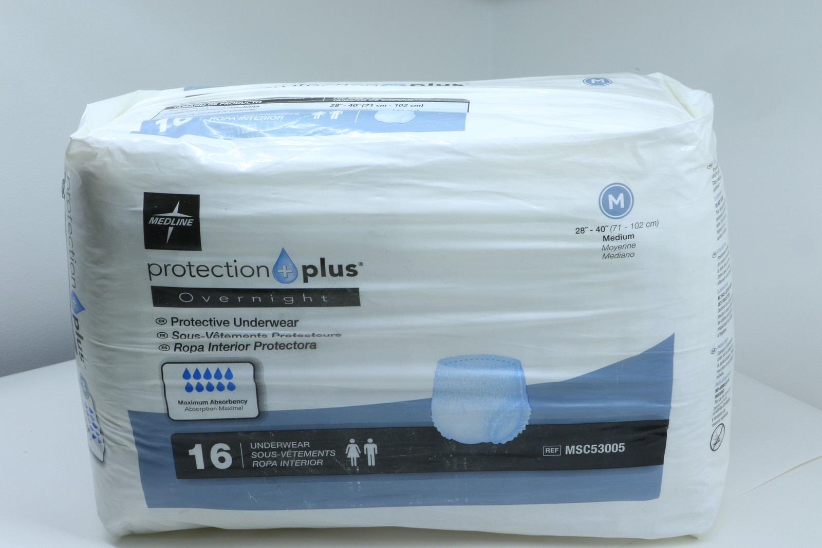Medline Protection Plus Overnight Underwear M Maximum MSC53005 Bag of 16ct