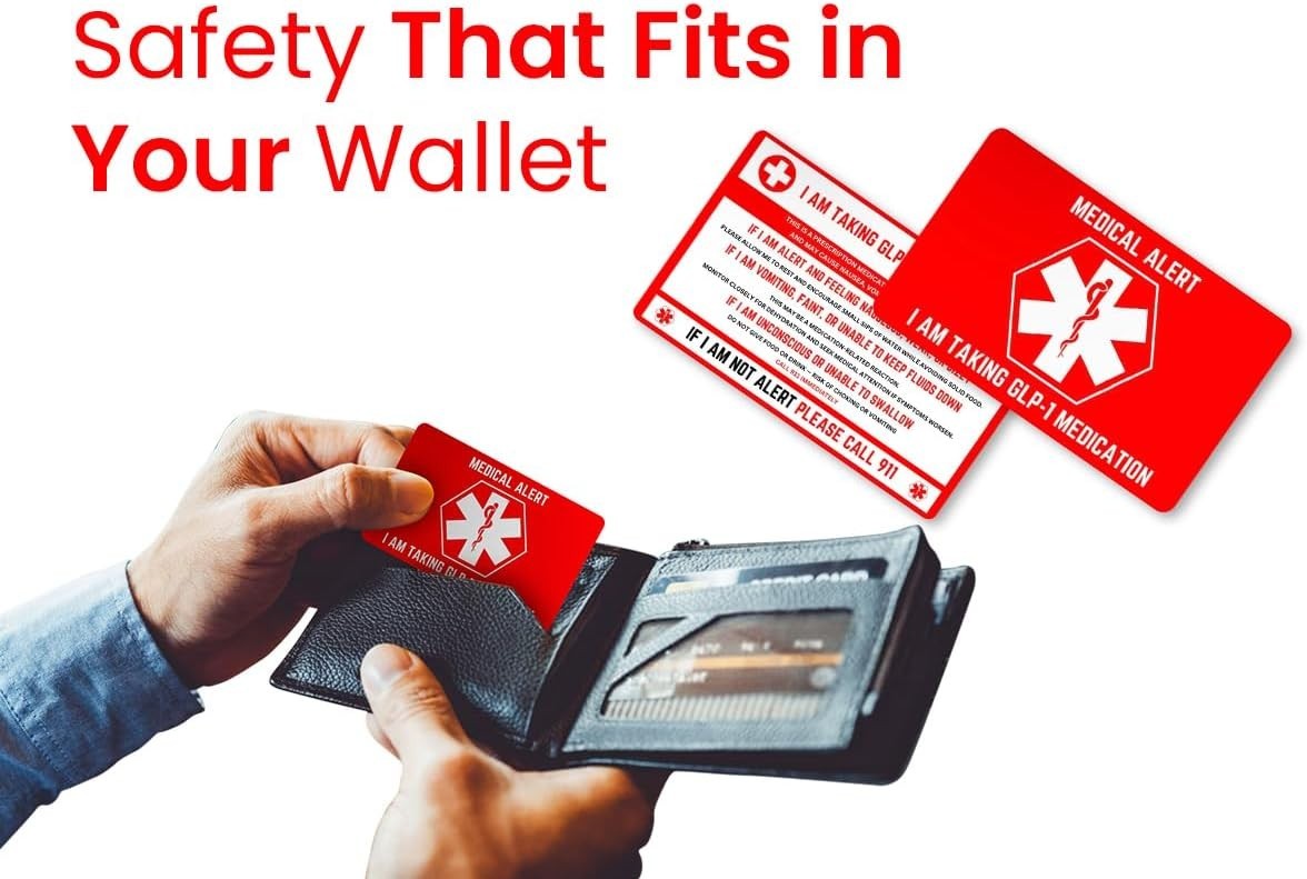 GLP Medical Alert Wallet Card for Emergency & Medication Awareness, Set of 2