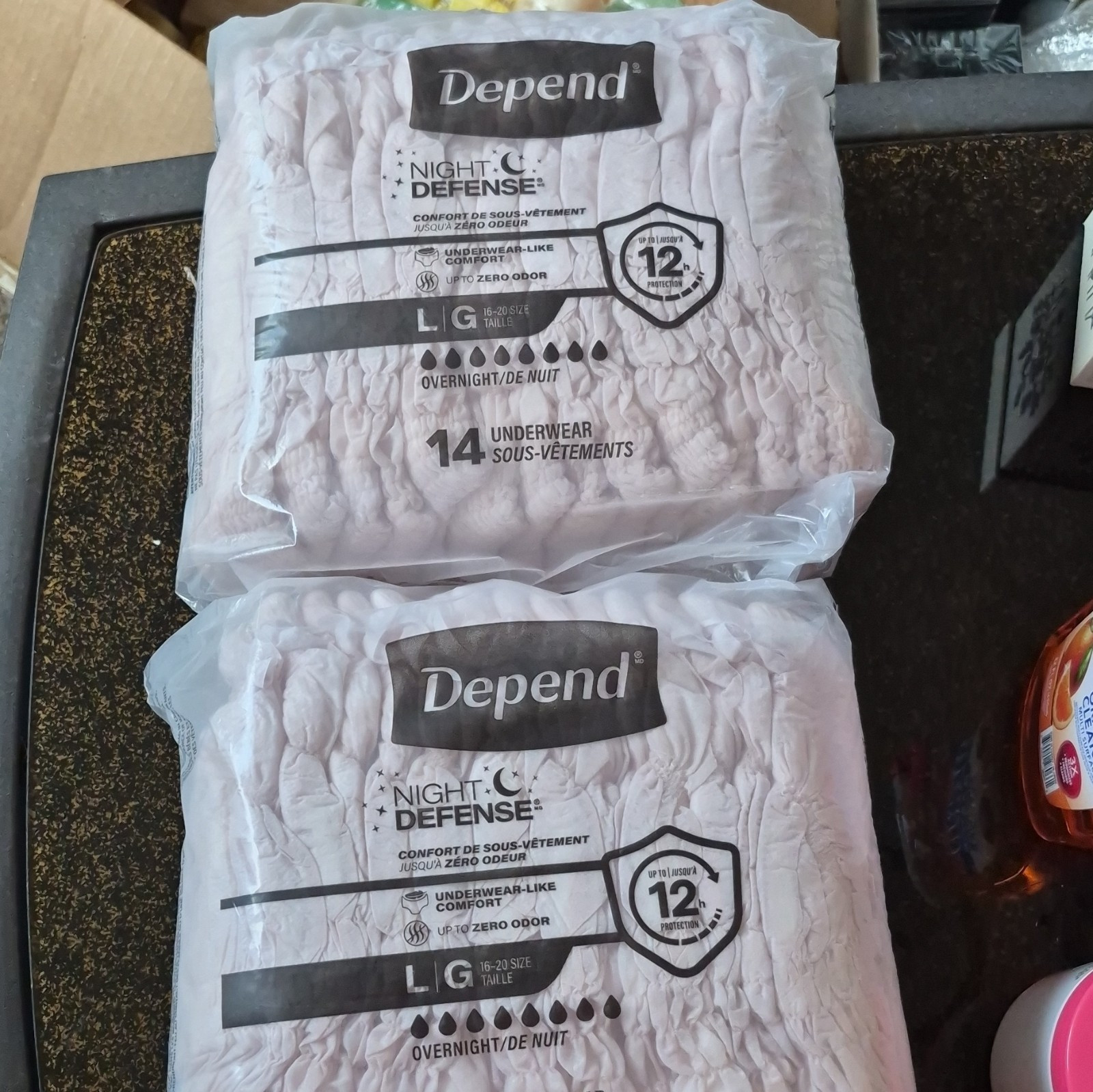 Depend Night Defense Overnight Incontinence Pants L Beige Disposable 14 Ct 12hr