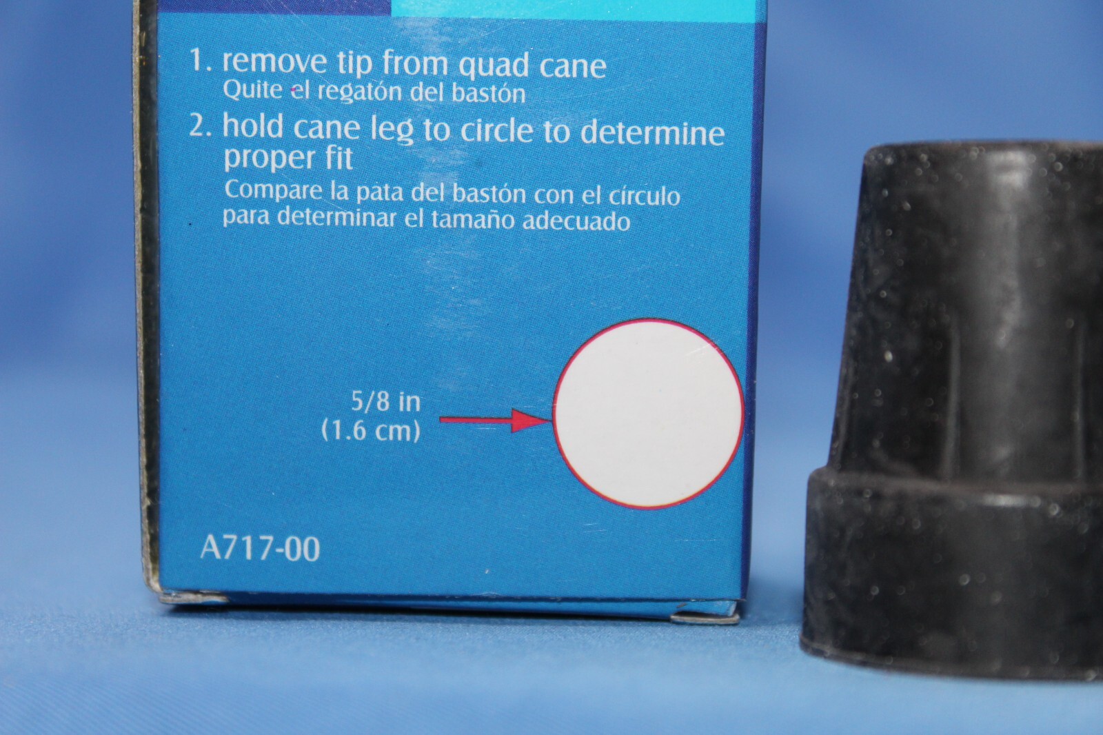 Carex Cane Tips A717-00 Set of 2 Black Fits 5/8th Cane Bottoms