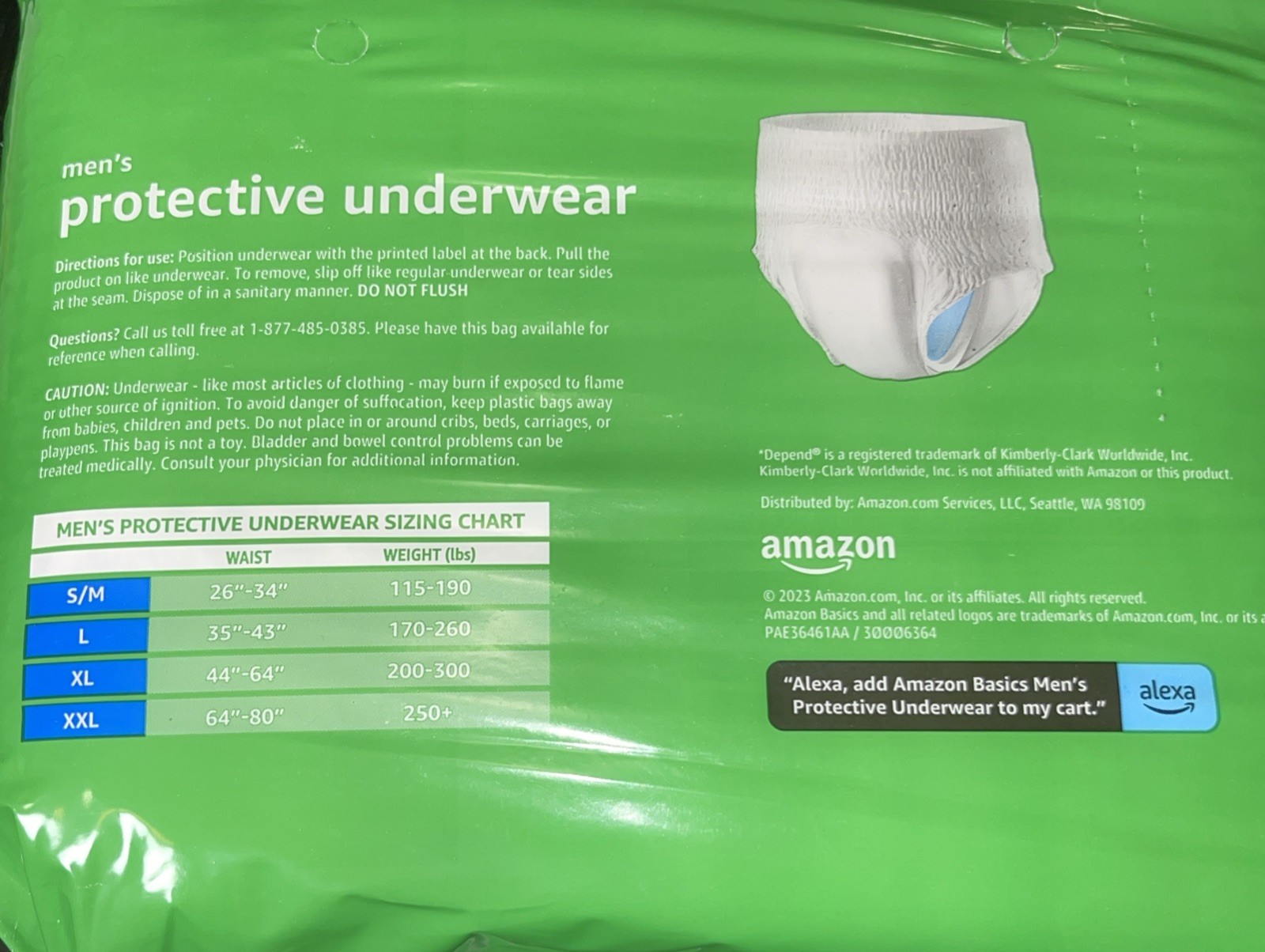 Amazon Basics Men’s Protective Incontinence Underwear – Small/Medium – 20 Count