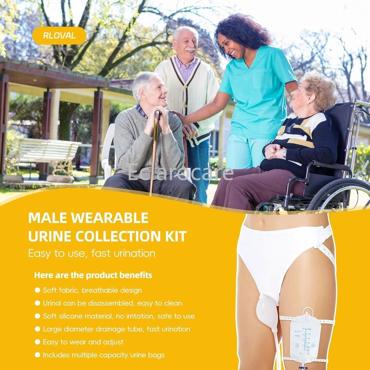 2000ml 1000ml 500ml Men Wearable Urinal Reusable Protable Silicone Urine Leg Bag