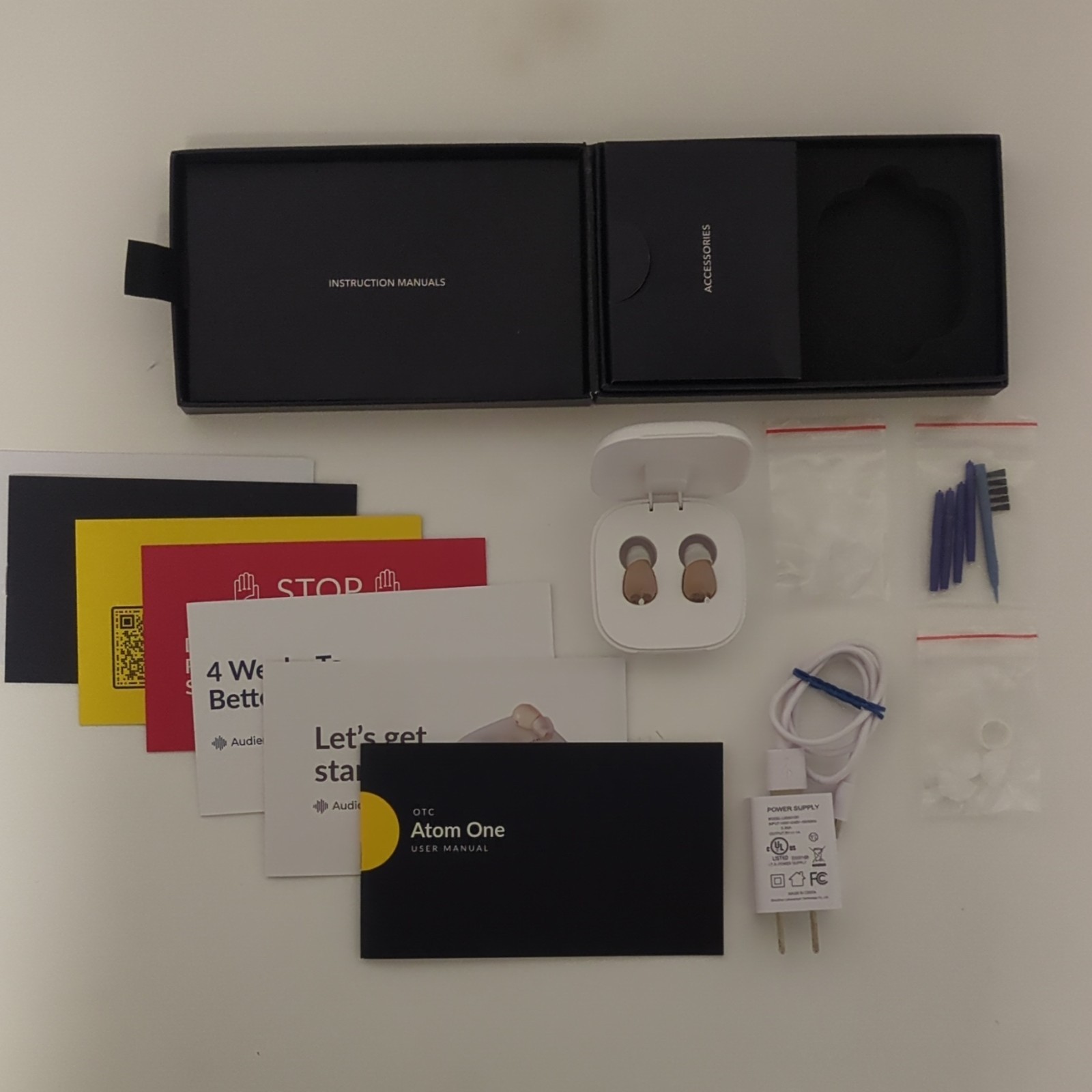 Open Box Audien Hearing Aid OTC Atom One, Rechargeable Open Box Never used