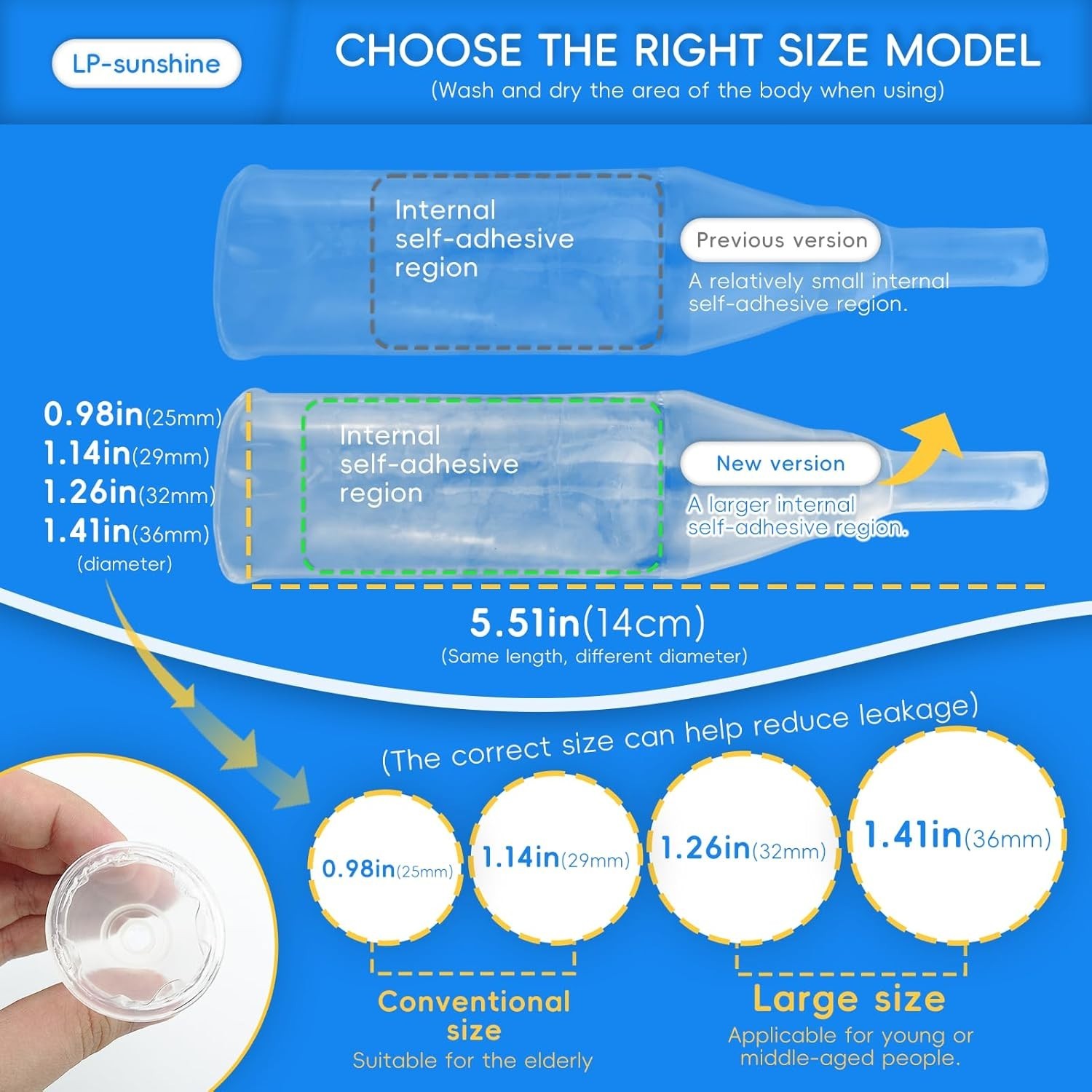 Silicone External Catheters – 20 Self-Sealing Adhesive Catheters for Men
