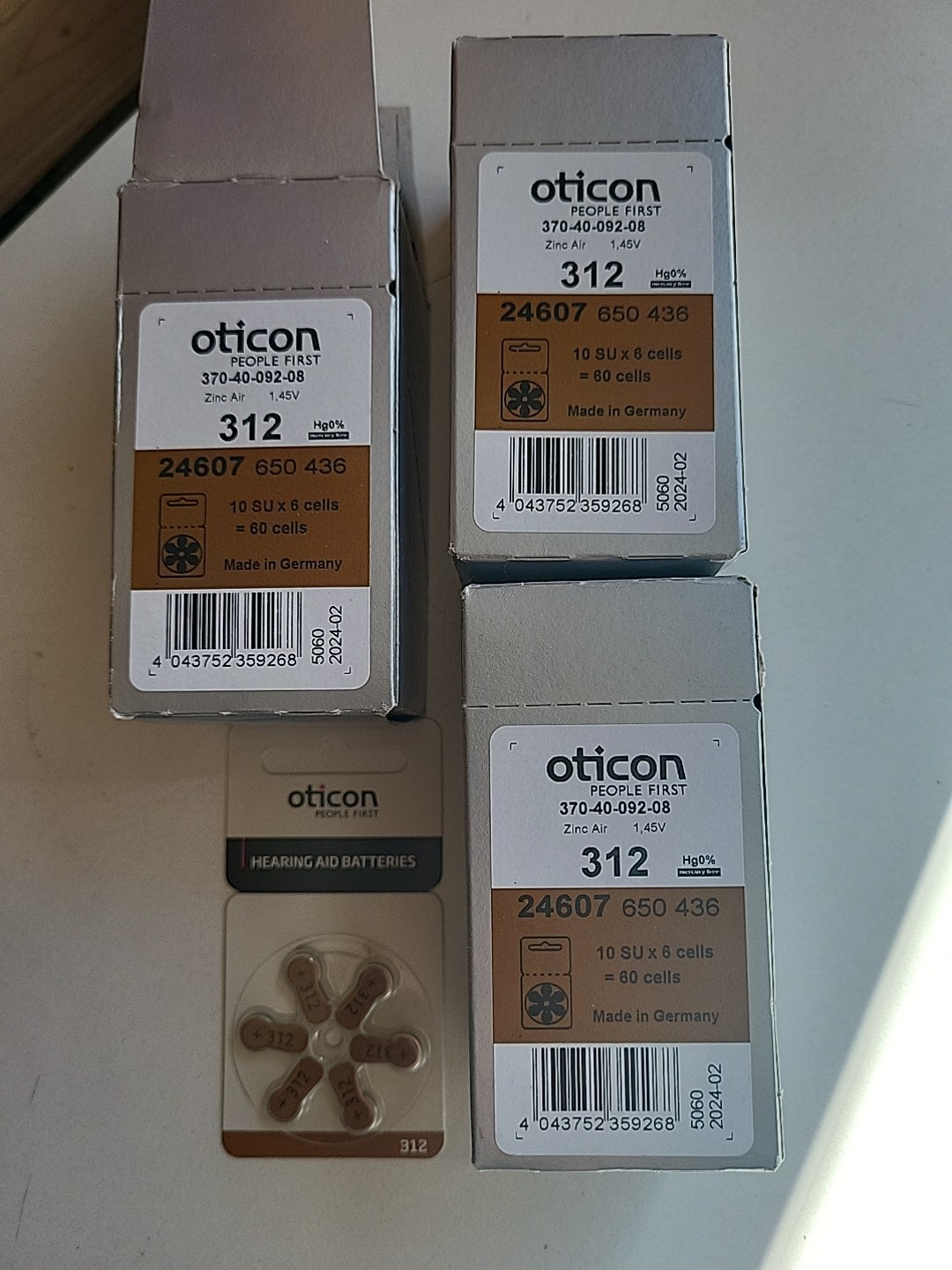 37 NEW Oticon Hearing Aid Batteries size 312 2024-2 Free Shipping