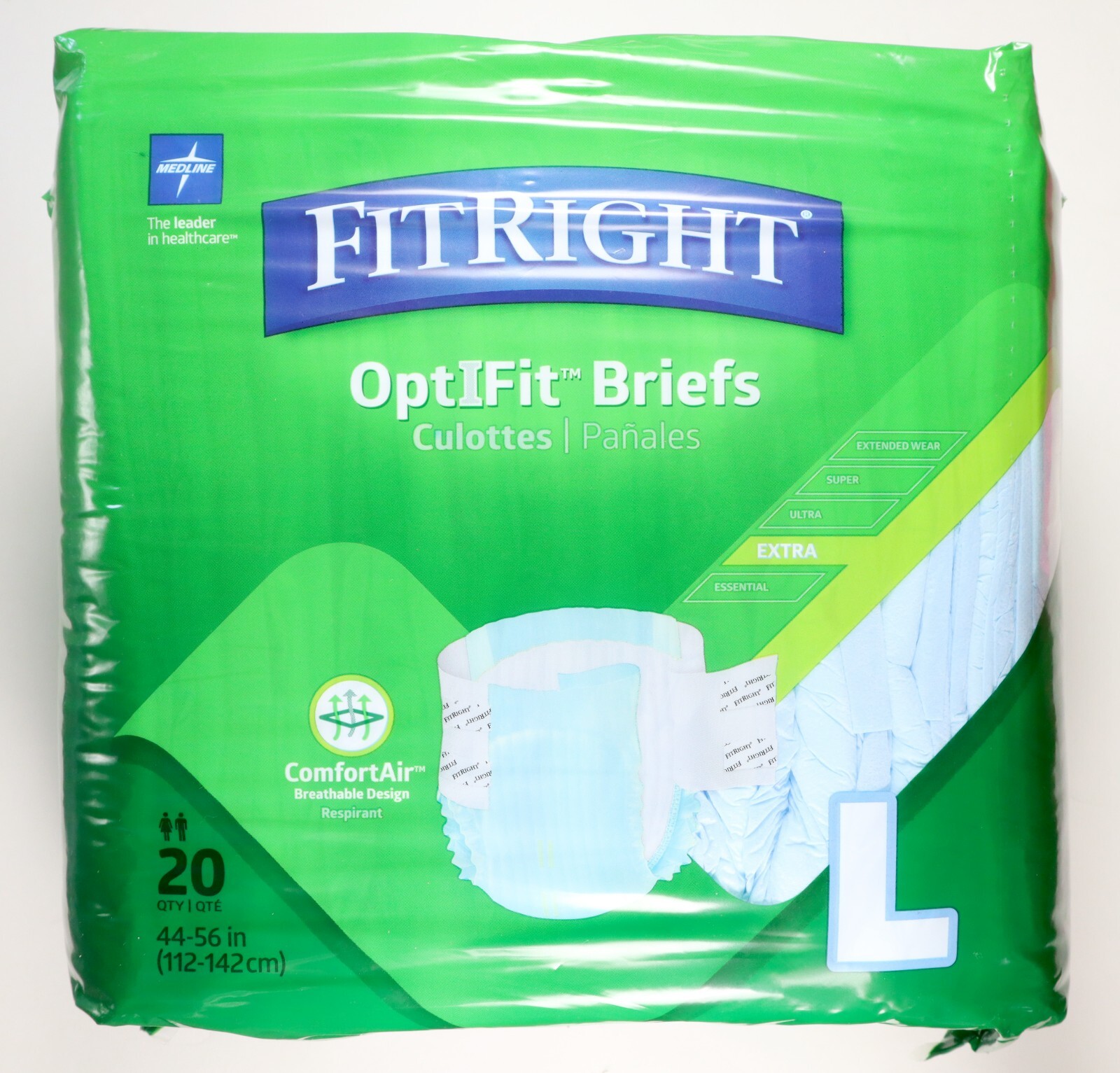 MedLine FitRight OptiFit Briefs 20 Pack Large Etra Adult Diapers Incontinence.