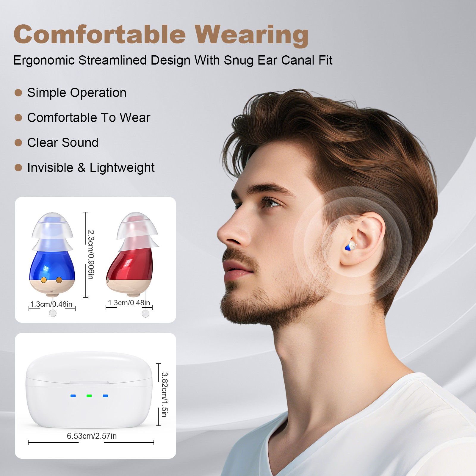 1Pair Rechargeable Digital Invisible Hearing Aids Sound Voice Amplifier ITE Mini