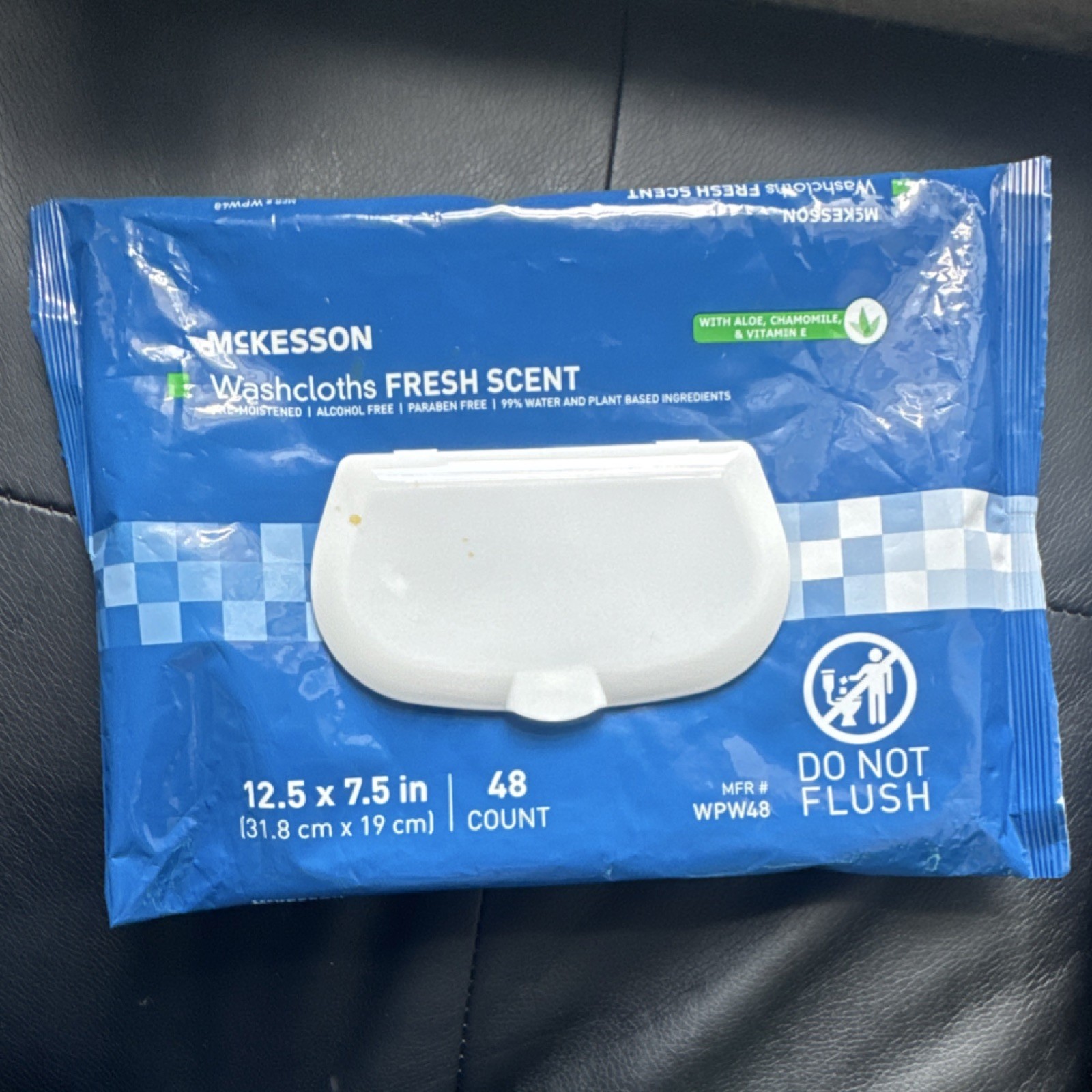McKesson Washcloths Fresh Scent 48ct 12.5×7.5in Blue Alcohol Free Aloe