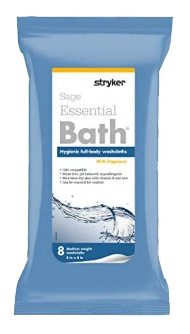 Essential Bath Cleansing Washcloths, 8 Per Pack, 6 Packs (48 Total)