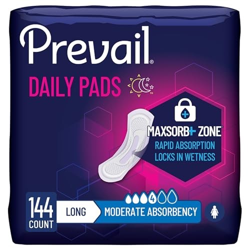 Prevail Women’s Bladder Control Pads Long Moderate 144 Count