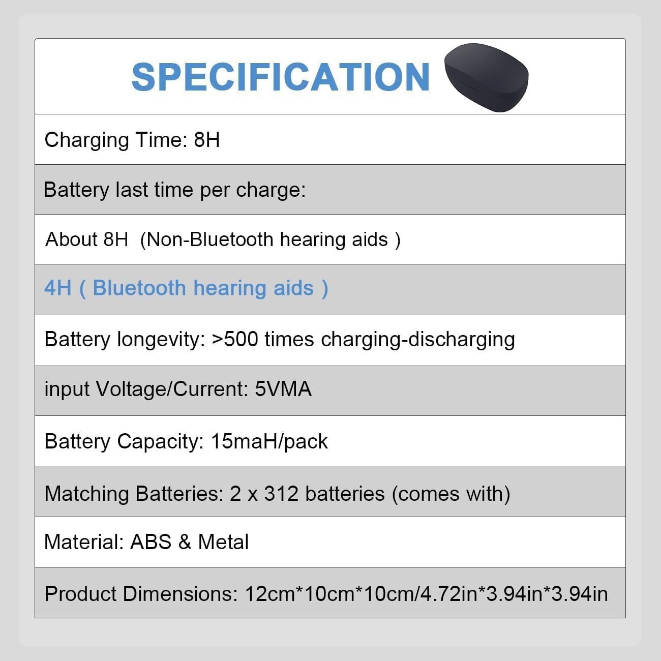 Rechargeable 312 Hearing Aid Battery Pack/-