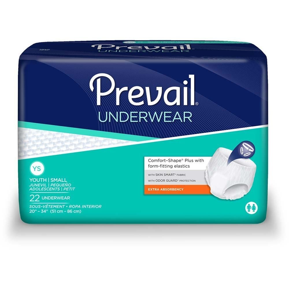 Prevail Underwear Extra Absorbency Youth/Small 22 Count (Pack of 4), White