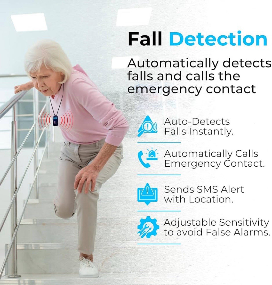 New 2026 Fall Alert Device, Medical Alert Pendant with for Seniors, SOS Call