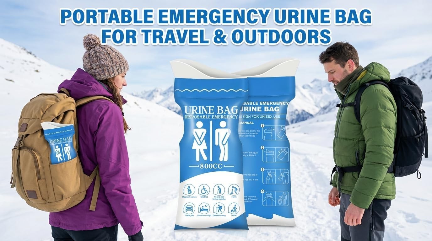 10pcs Disposable Urine Bags, 800ML Portable Emergency Pee Bags for Men Women