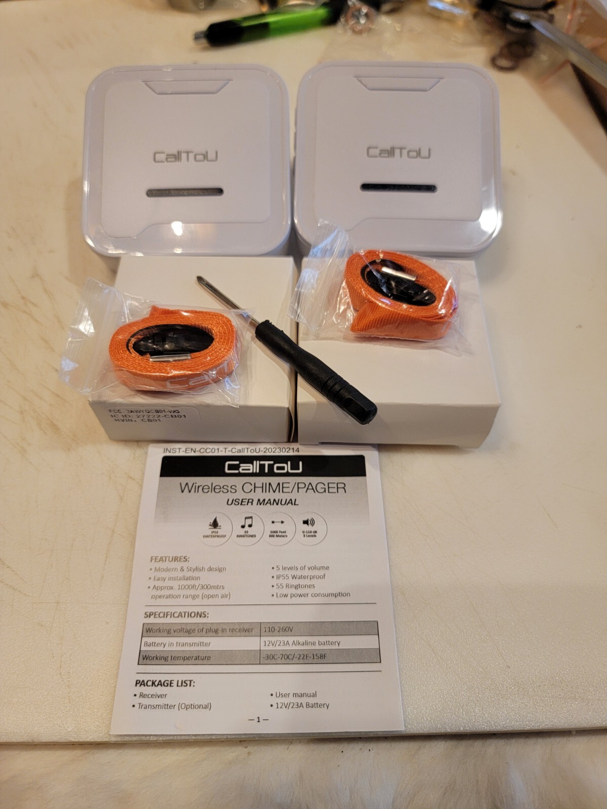 Wireless caregiver pager 2 chimes and 2 call buttons + FREE SHIPPING