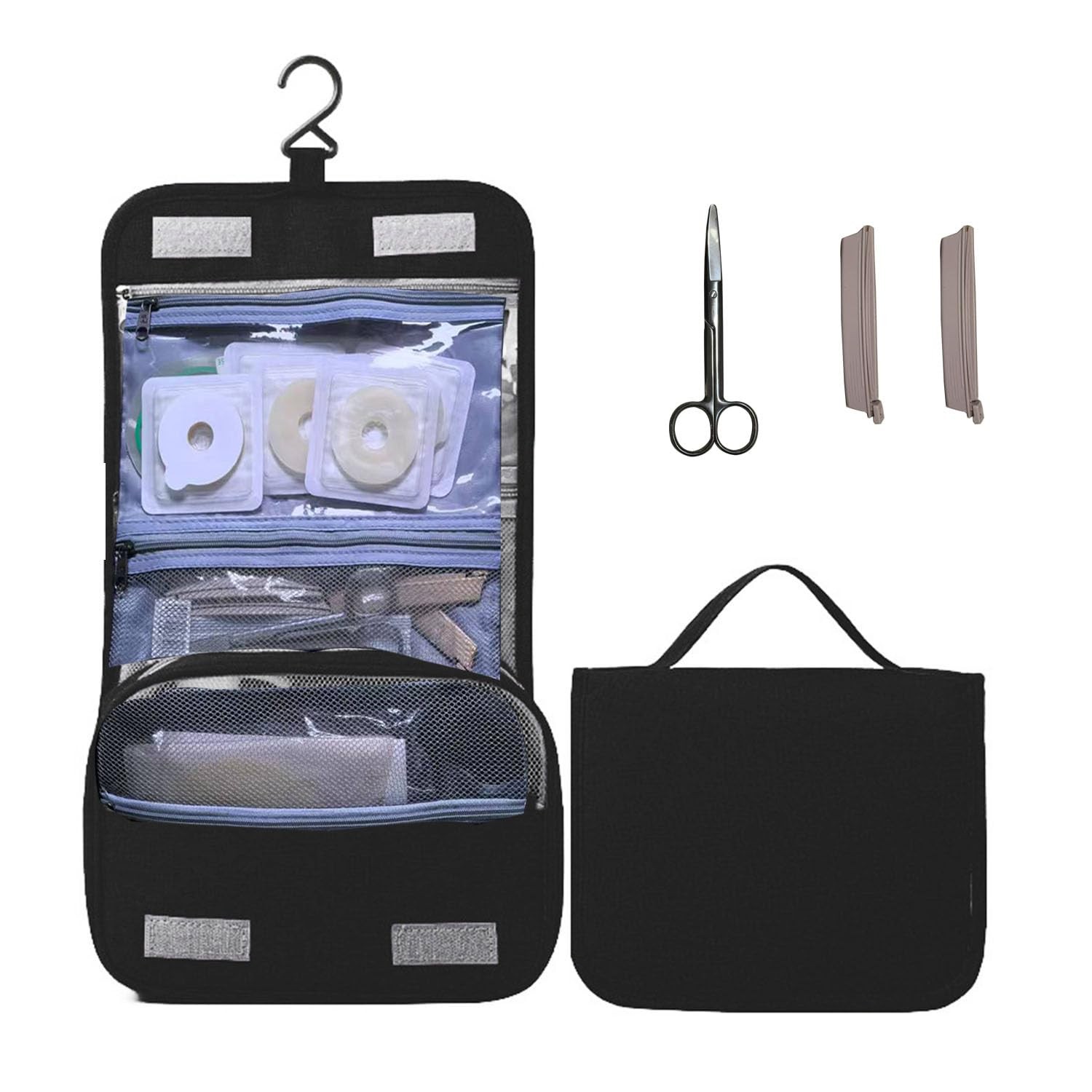 Ostomy Colostomy Travel Bag kit with Ostomy Scissors ileostomy bag clips hang…