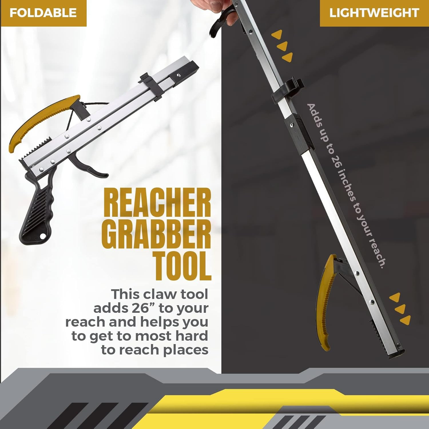 Reacher Grabber Pickup Tool – Wide Claw Arm Gripping Device with Magnetic Tip |
