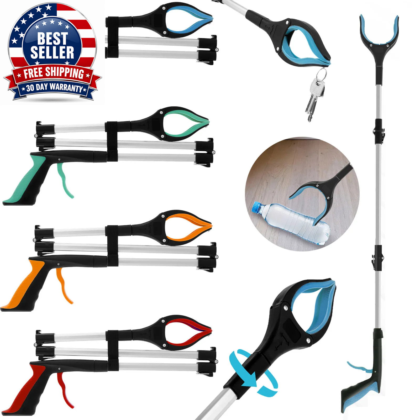 Garbage Picker Gripper with 360 ° Rotating Clip Foldable Gripper Extender Hand T