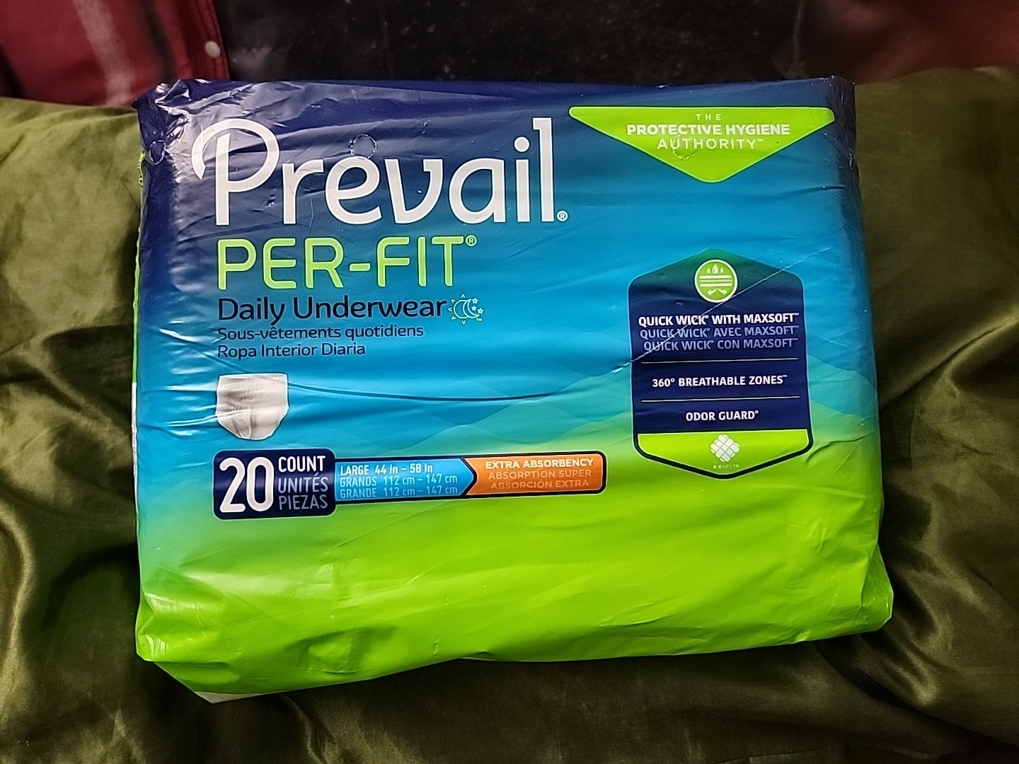 Prevail PER-FIT Daily Underwear Size L Large 44″-58″ 20 count – NEW