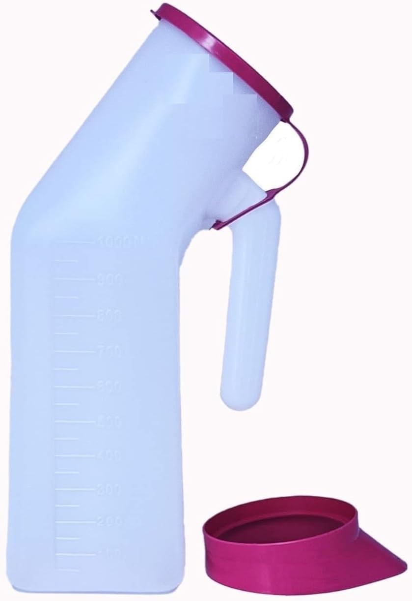 Portable Urine Pot with Cap, 1000 ML, Polypropylene Medical Grade Plastic 2 pack