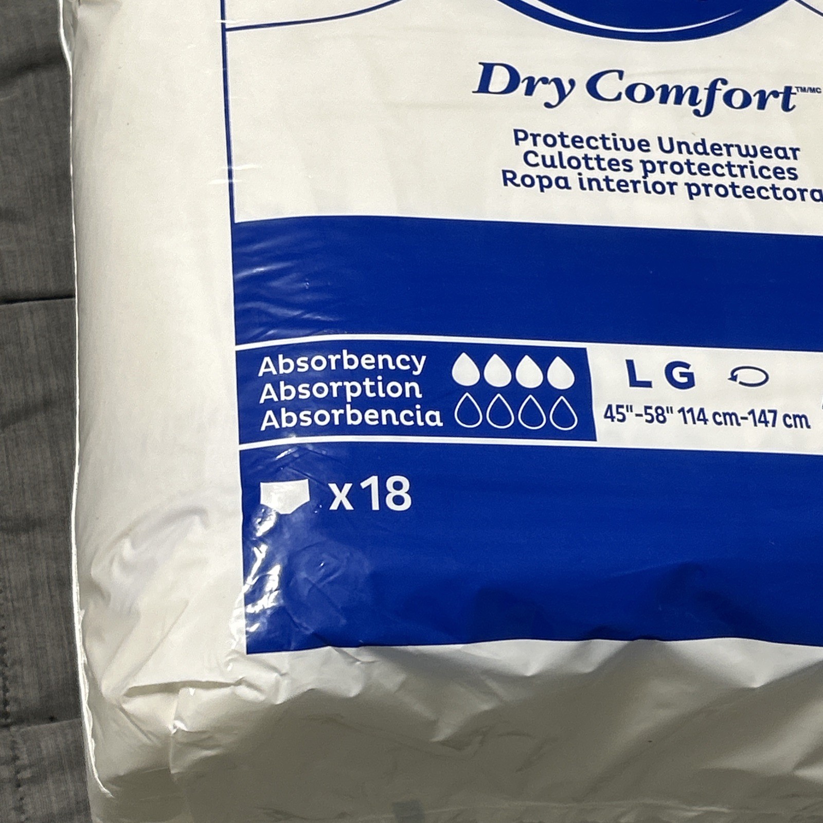TENA Dry Comfort Protective Underwear, Unisex, Size L, 18 Pack, Adult Diapers