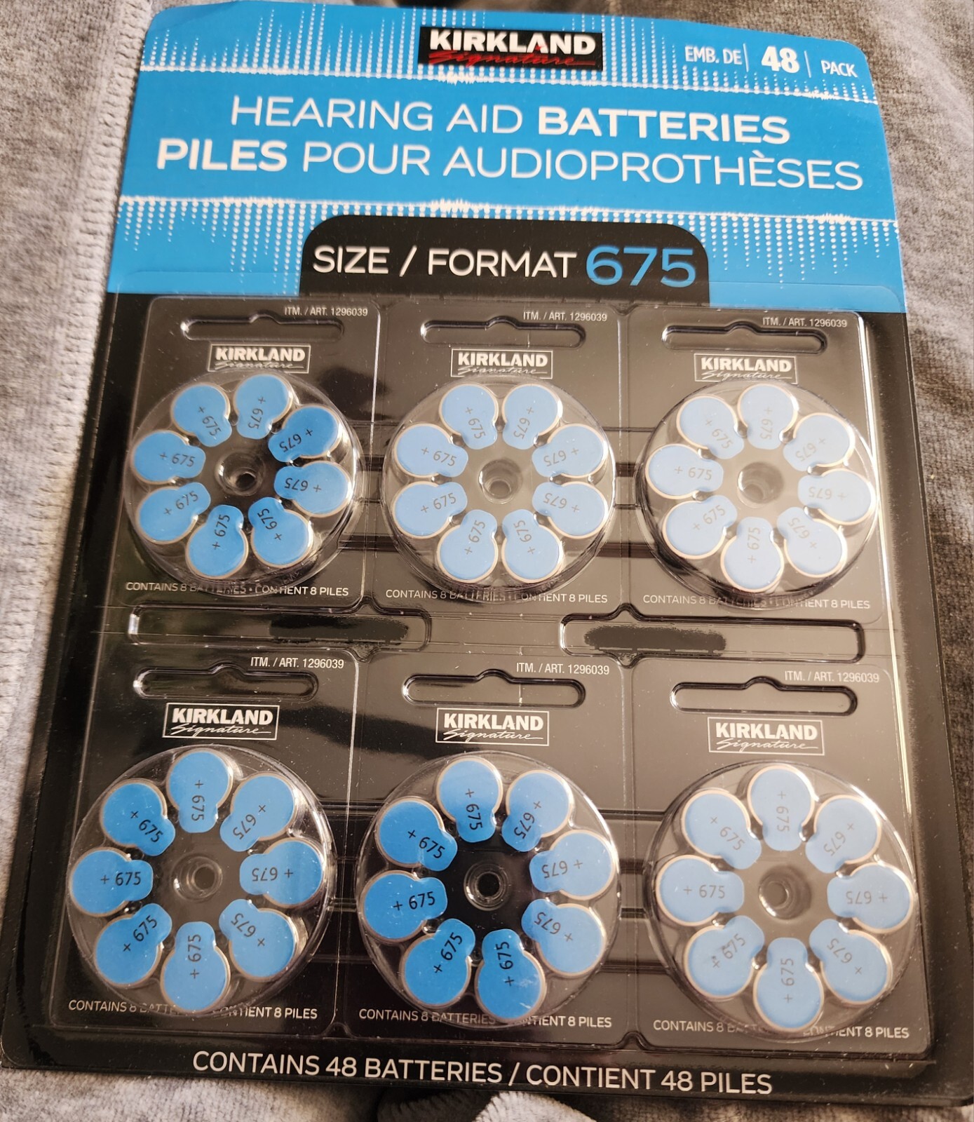 Kirkland Signature Hearing Aid Batteries Size/Format 675, 1.45 Volt, 48 Pack