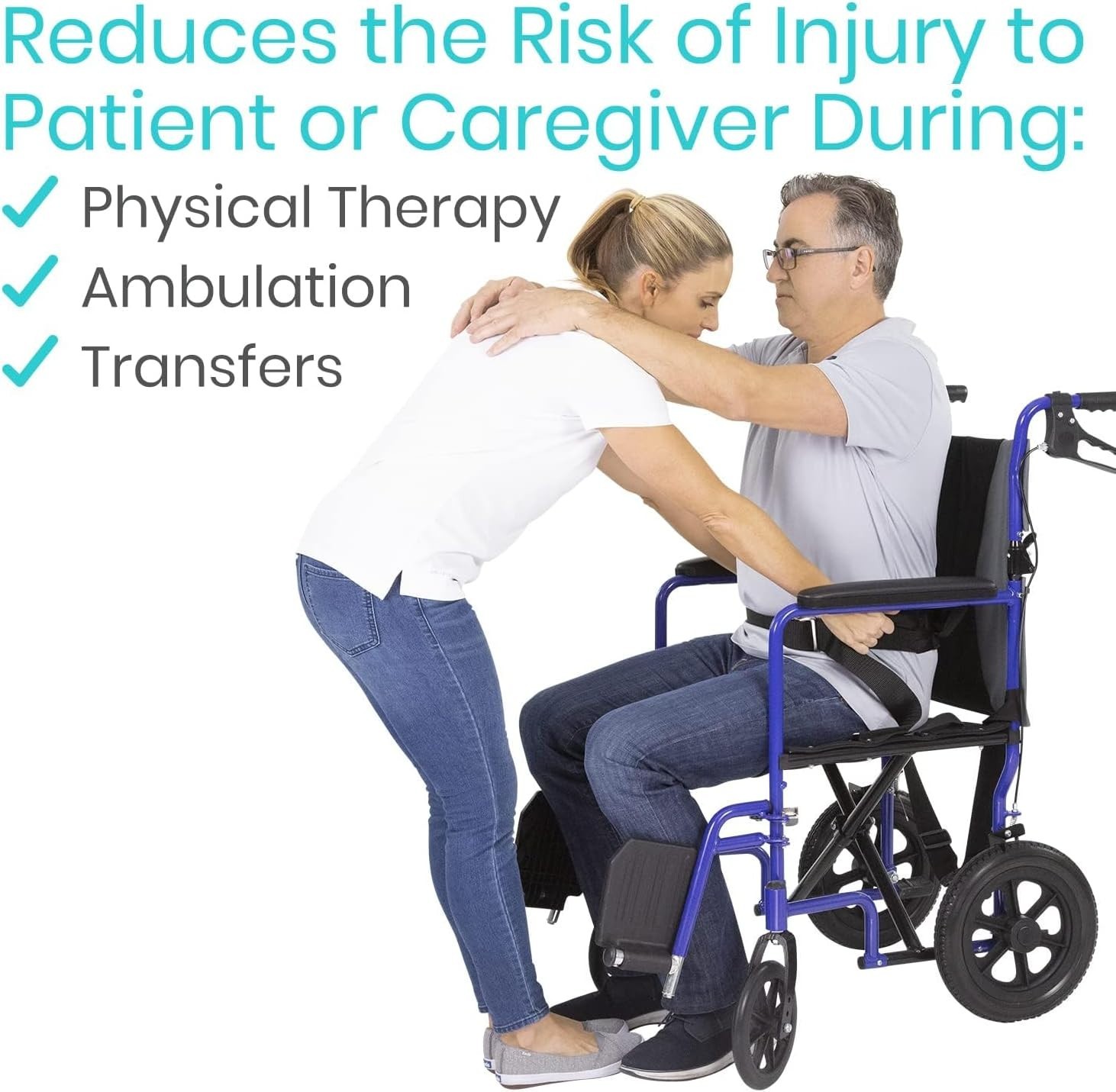 Adjustable Patient Transfer Belt – 350 lbs Support with Quick-Release Buckle