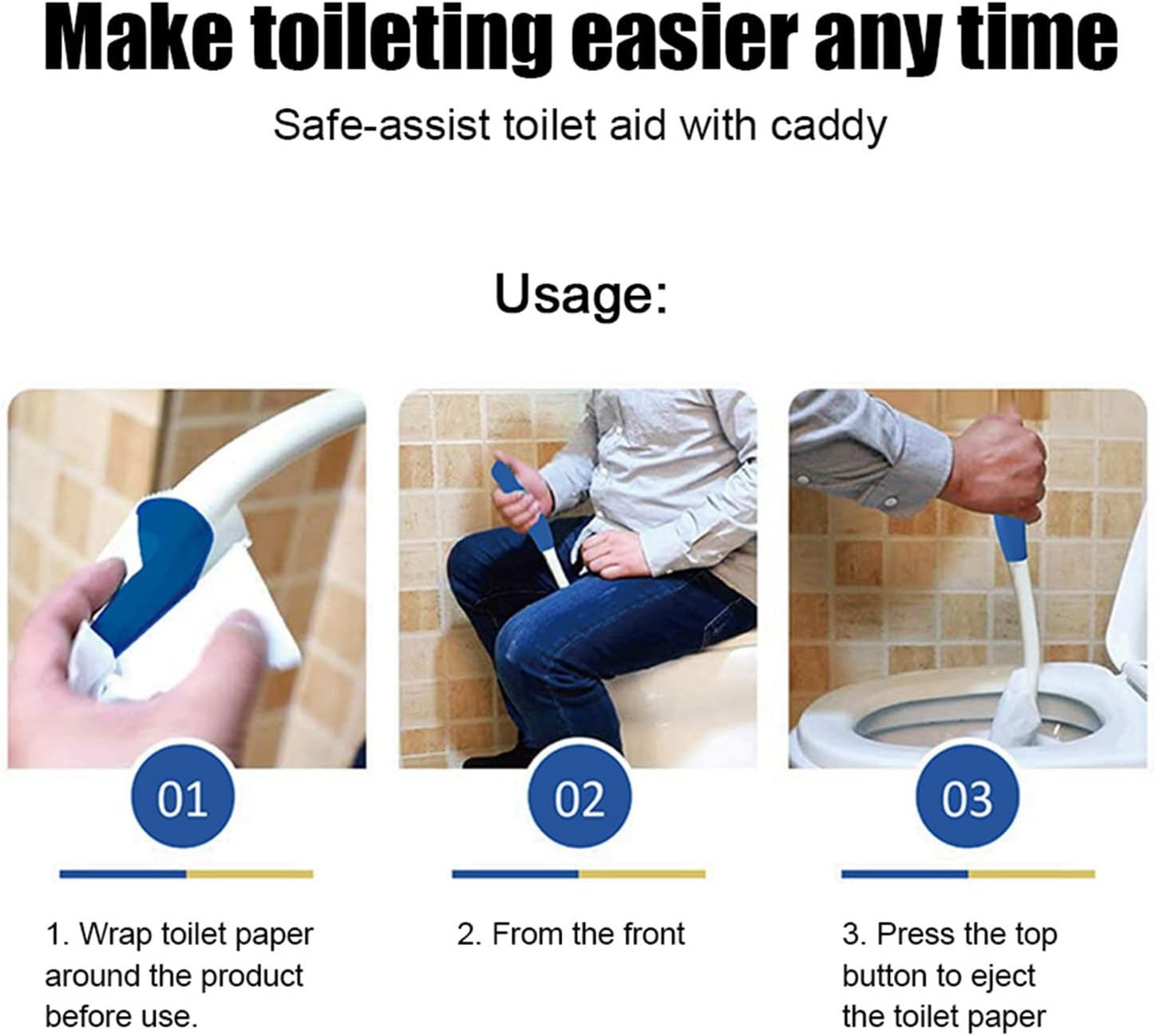 Toilet Aid Wiper, Toilet Tissue Aids Long Handle Reach Comfort Bottom Wiper Self