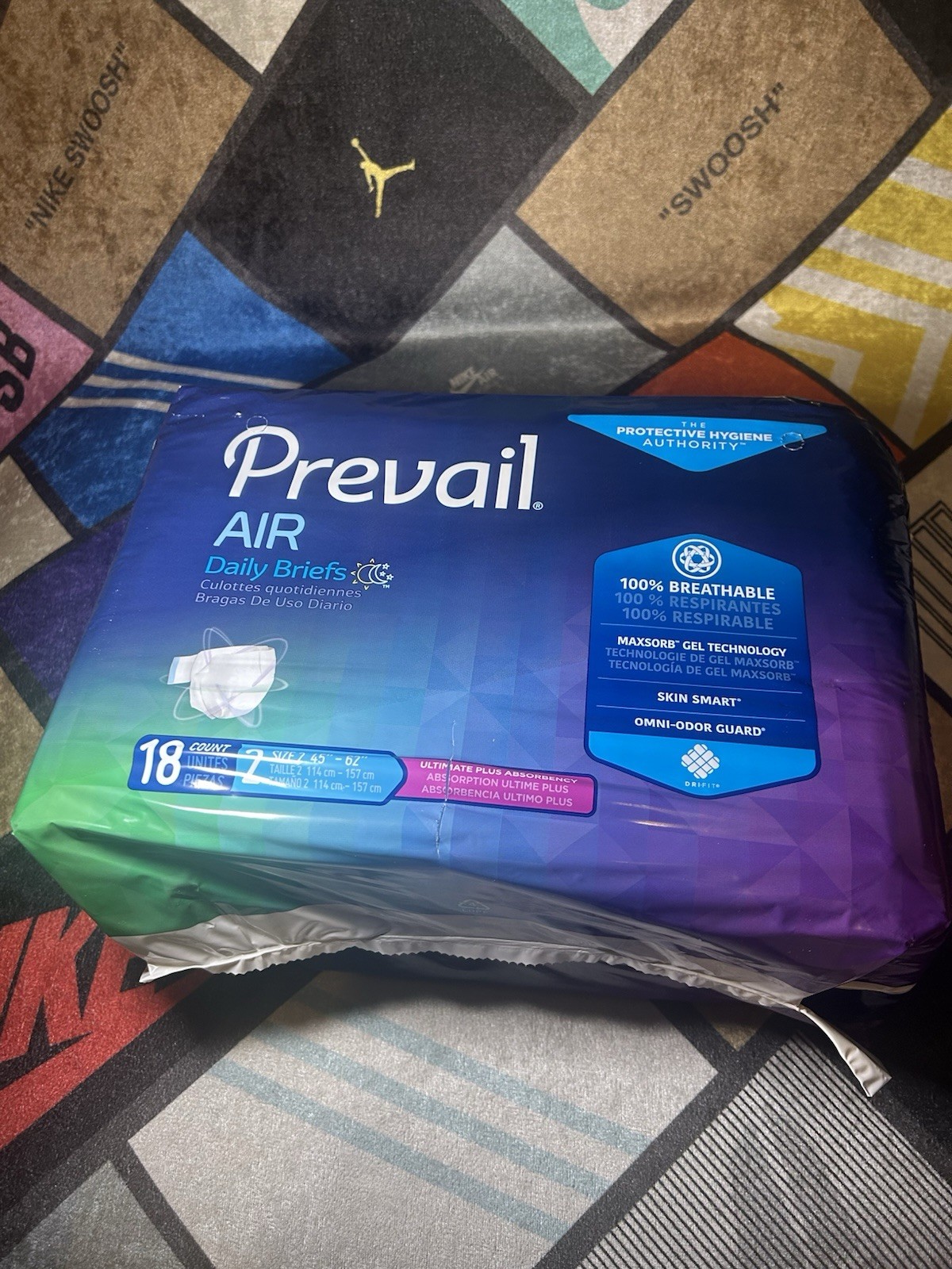 Prevail Air Daily Briefs 100% Breathable 18 Count Size 2 Waist 45″ – 62″