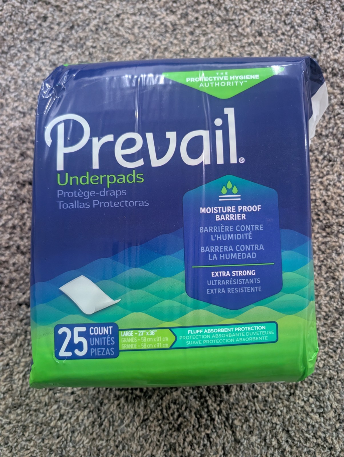 Prevail Underpads Large 23×36″ 25 ct Extra Strong Moisture Proof Bed Pads