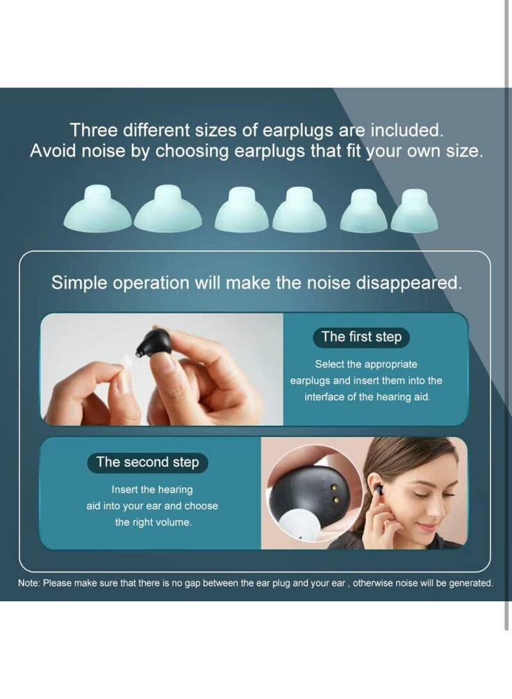 Pair Rechargeable Hearing Amplifier ITE with Charging Box