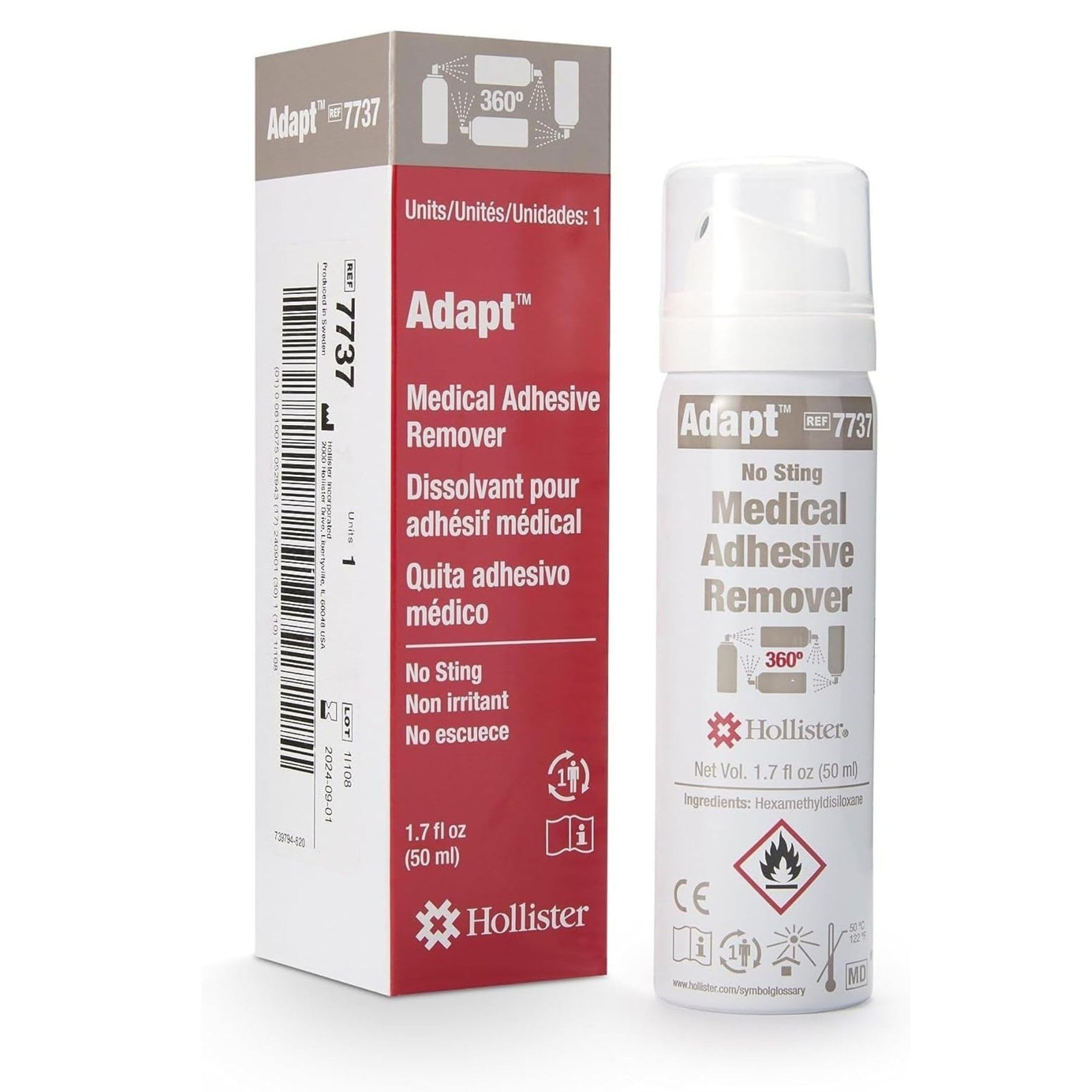 Hollister Adapt Medical Adhesive Remover Spray 1.7 Fl Oz Skin Care Latex Free