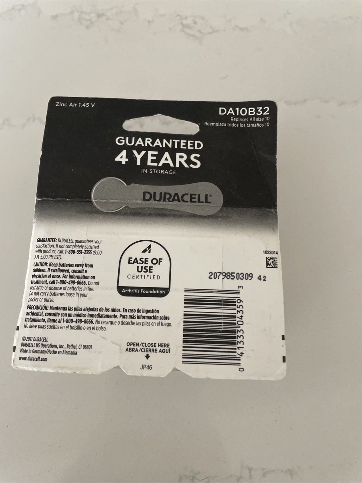 Duracell Size 10 Hearing Aide Batteries DA10B32 , 32 Batteries – NEW
