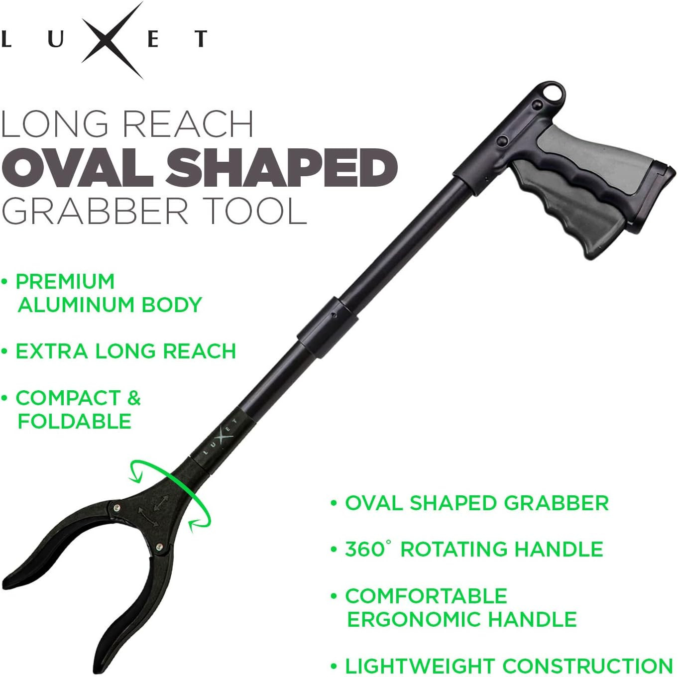 Grabber Tool 19″ Aluminum Magnetic Claw, Rotating Lightweight Foldable Reacher G