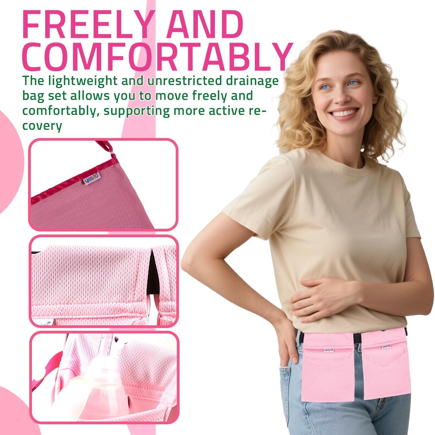 Soft Mesh Mastectomy Drainage Pouch with Dual Pocket Support – Post-Surgery Care