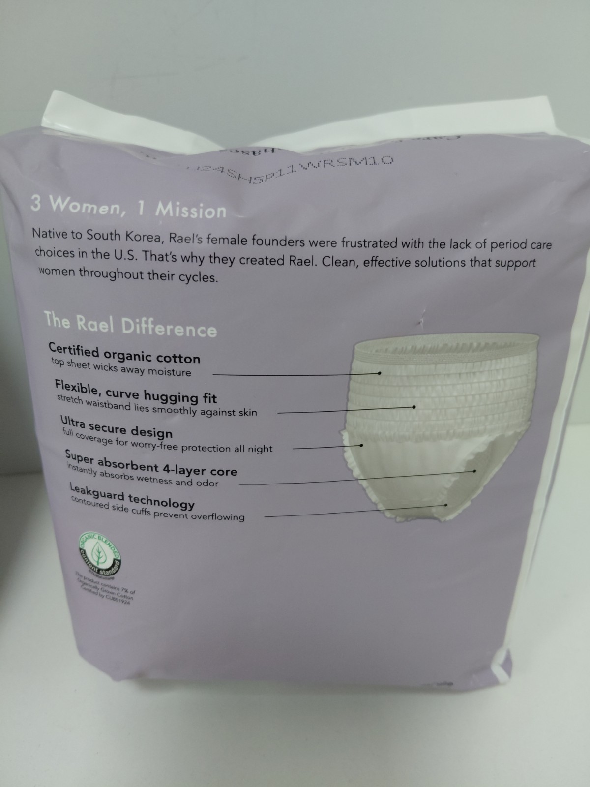 LOT (2) RAEL Organic Cotton COVER PERIOD UNDERWEAR One Time Use S/M 10 Count NEW