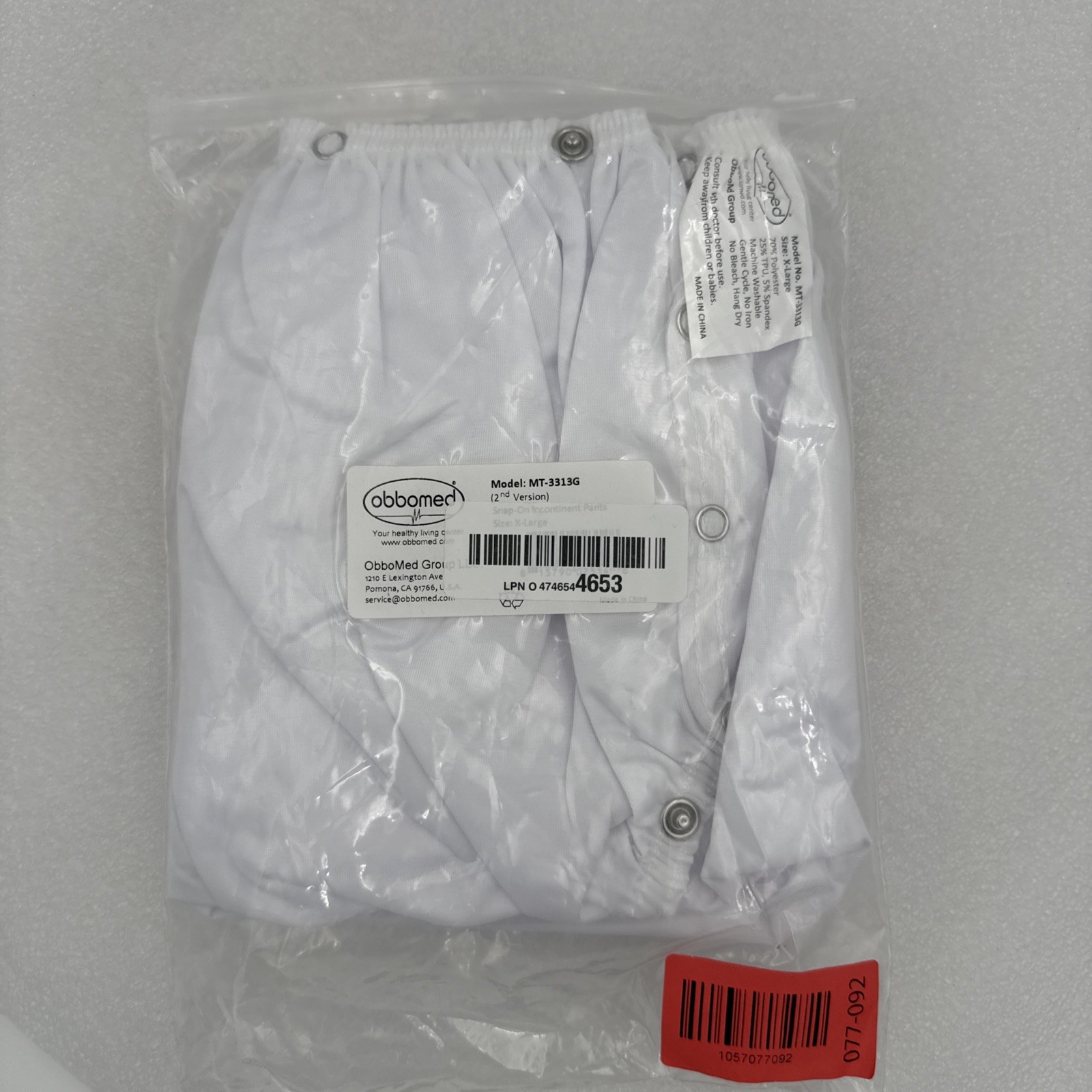ObboMed® MT-3313 Snap-On (XL: 40-46 in) Reusable Washable Underwear Incontinent