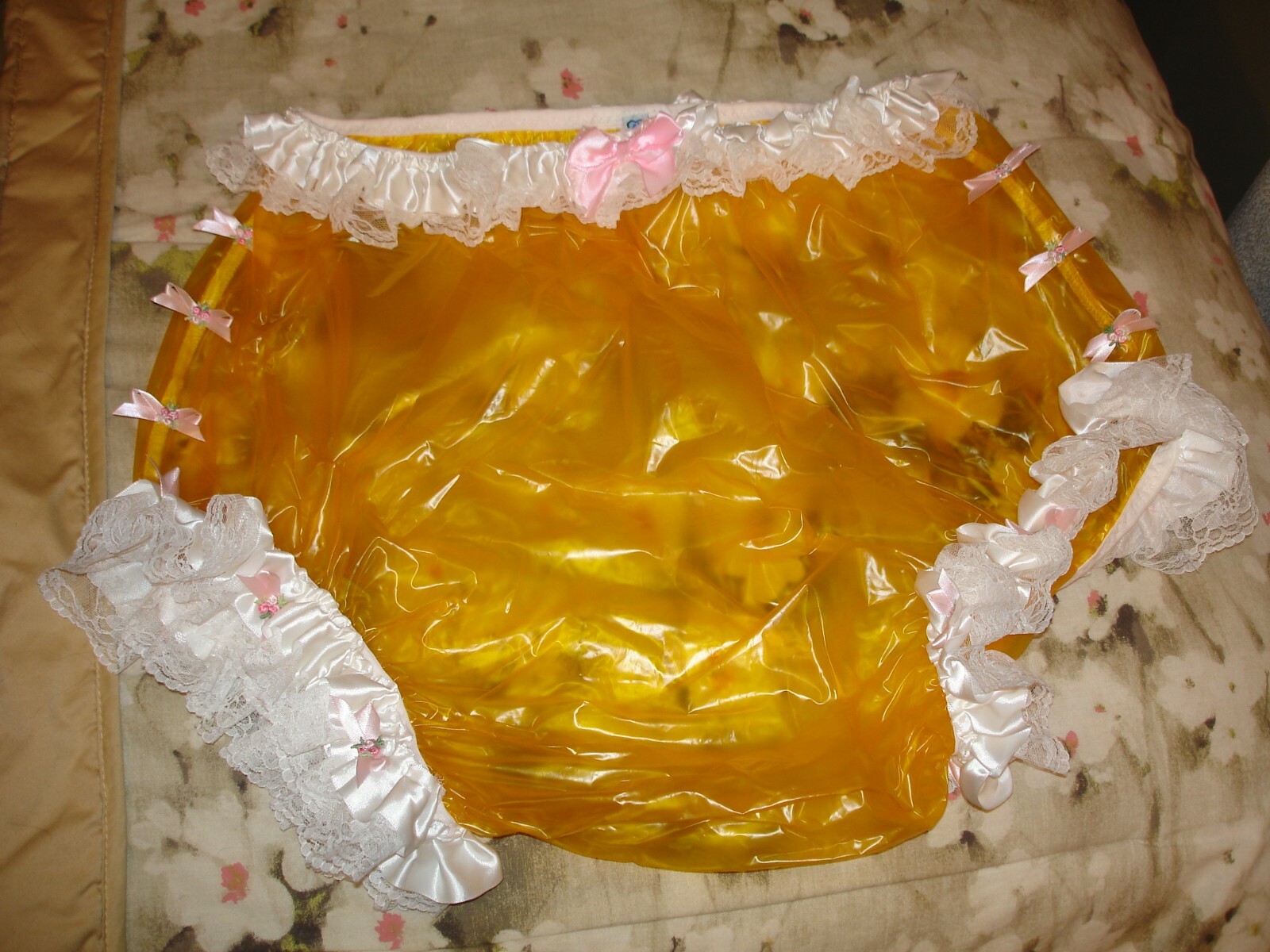 plastic pant adult size xxl super shiny soft semi transparent amber