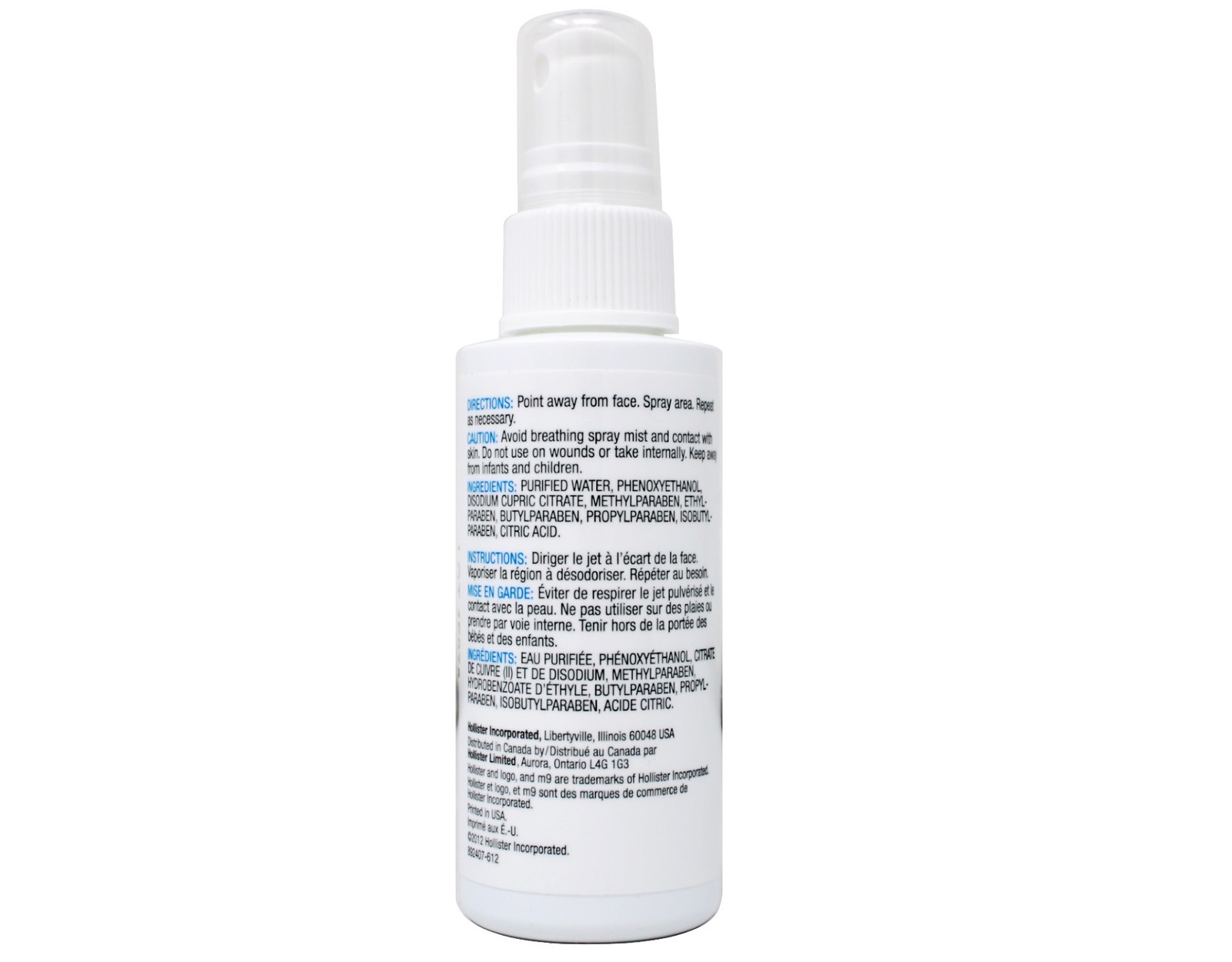Hollister m9 Odor Eliminator Spray Unscented, 2 ounce Pump Spray Bottle, 5 Count