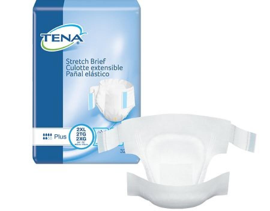 TENA Stretch Plus Briefs 2X-Large Adult Disposable Moderate Absorbency 32 Count