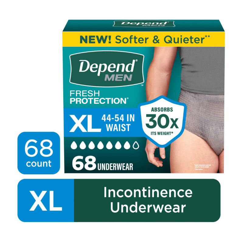 Depend Fresh Protection Incontinence Underwear for Men, XL, 68 Count