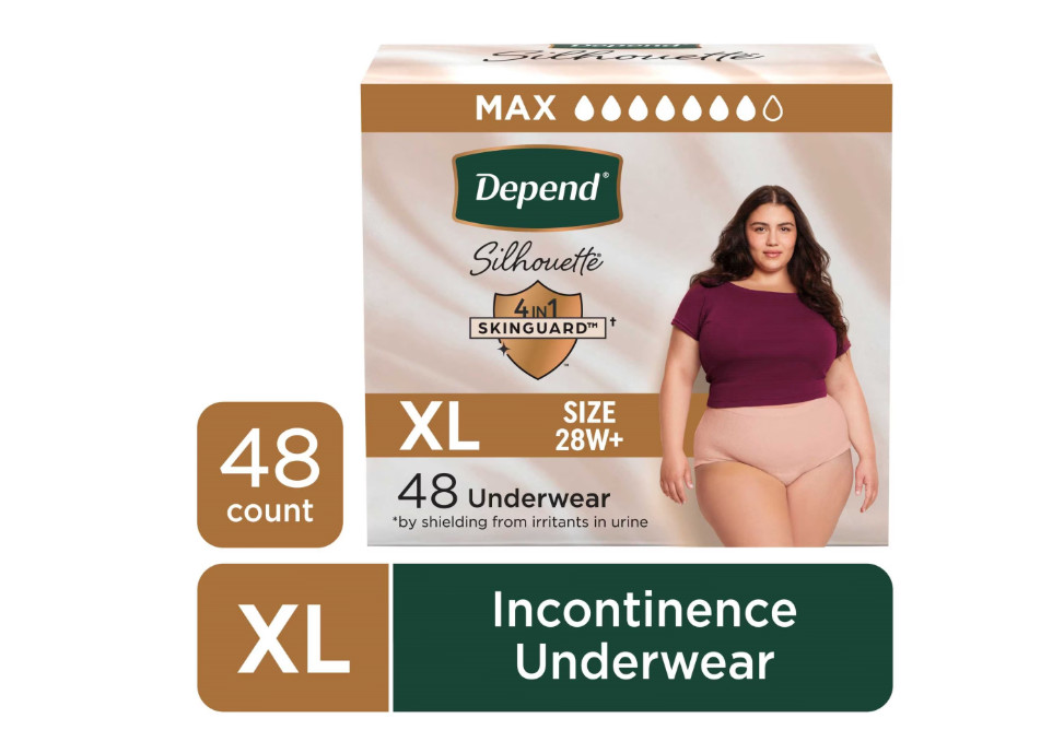 Depend Silhouette Postpartum Bladder Leak Underwear XL 48 Count Women