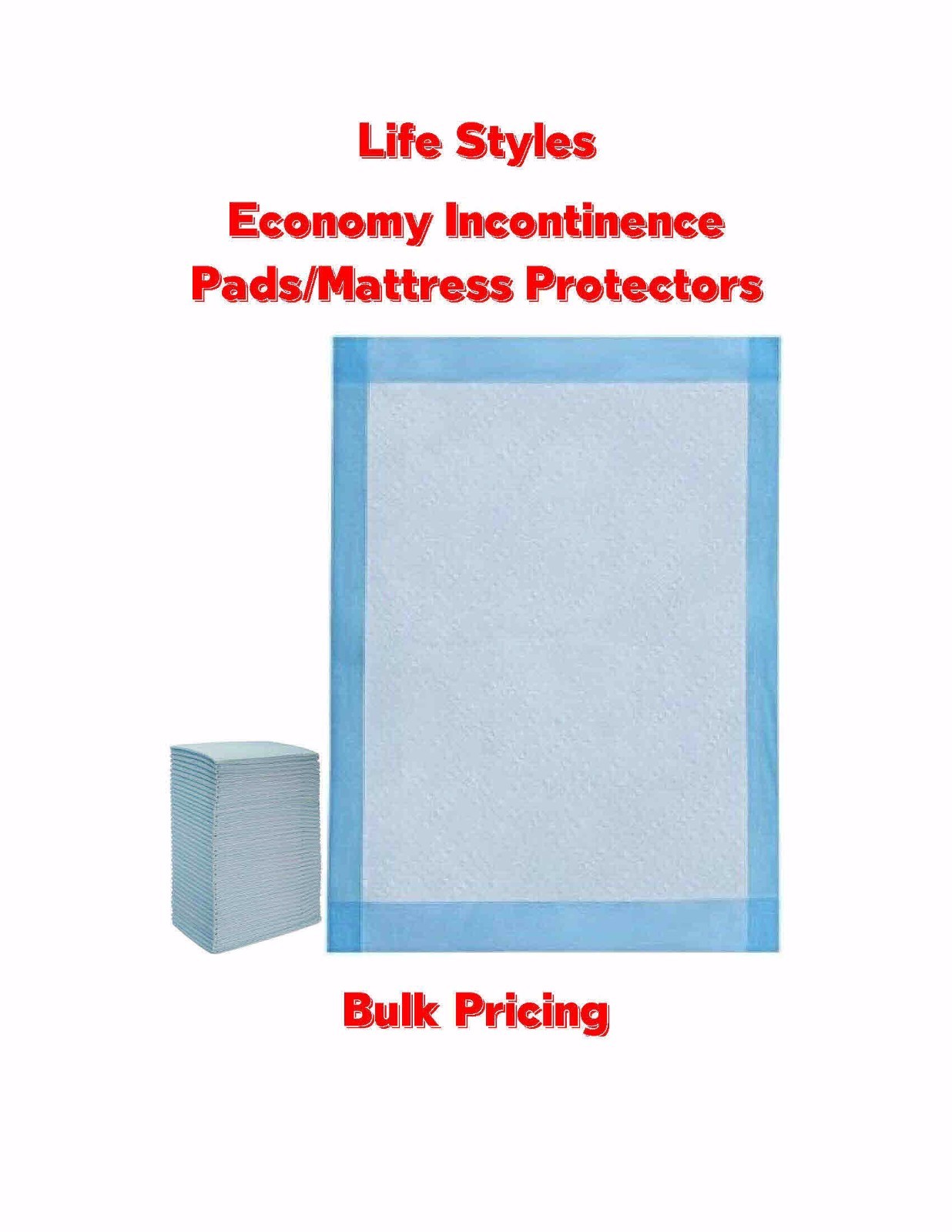 17×24″ 300-600-1200 Lifestyles Incontinence Pads Lightweight Disposable Economy