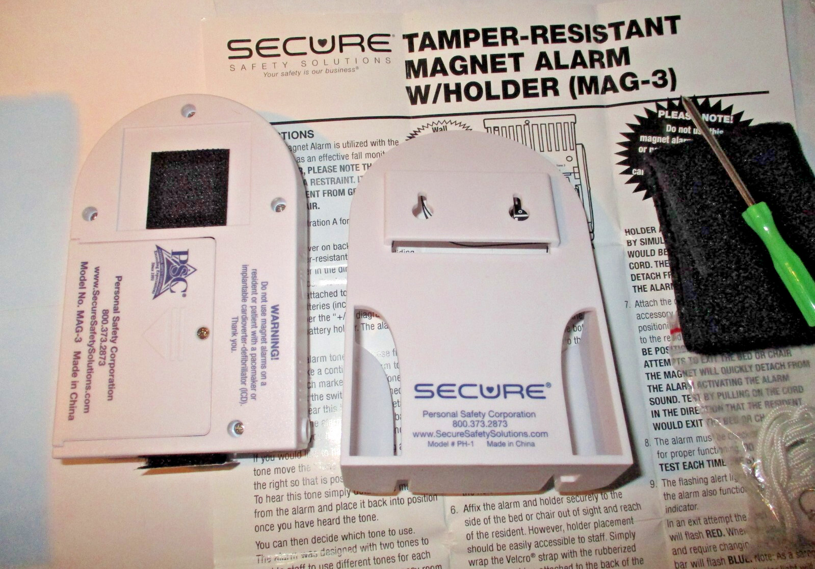 Alarm Chair / Bed Patient Resident Magnet Alarm & Holder Elderly Fall Prevention