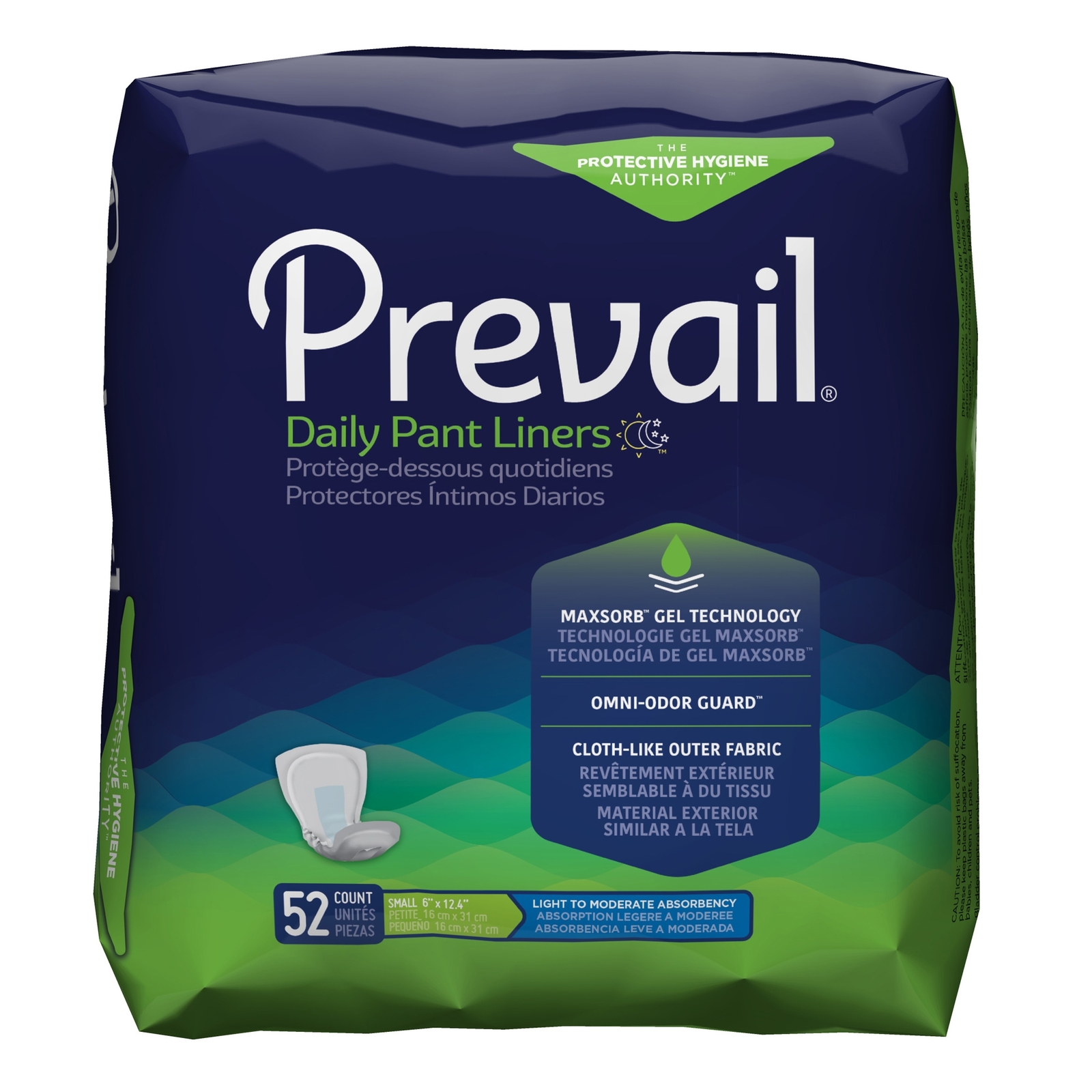 Prevail Incontinent Pad 12.5″ L Pant Liner Light to Moderate 52 Ct