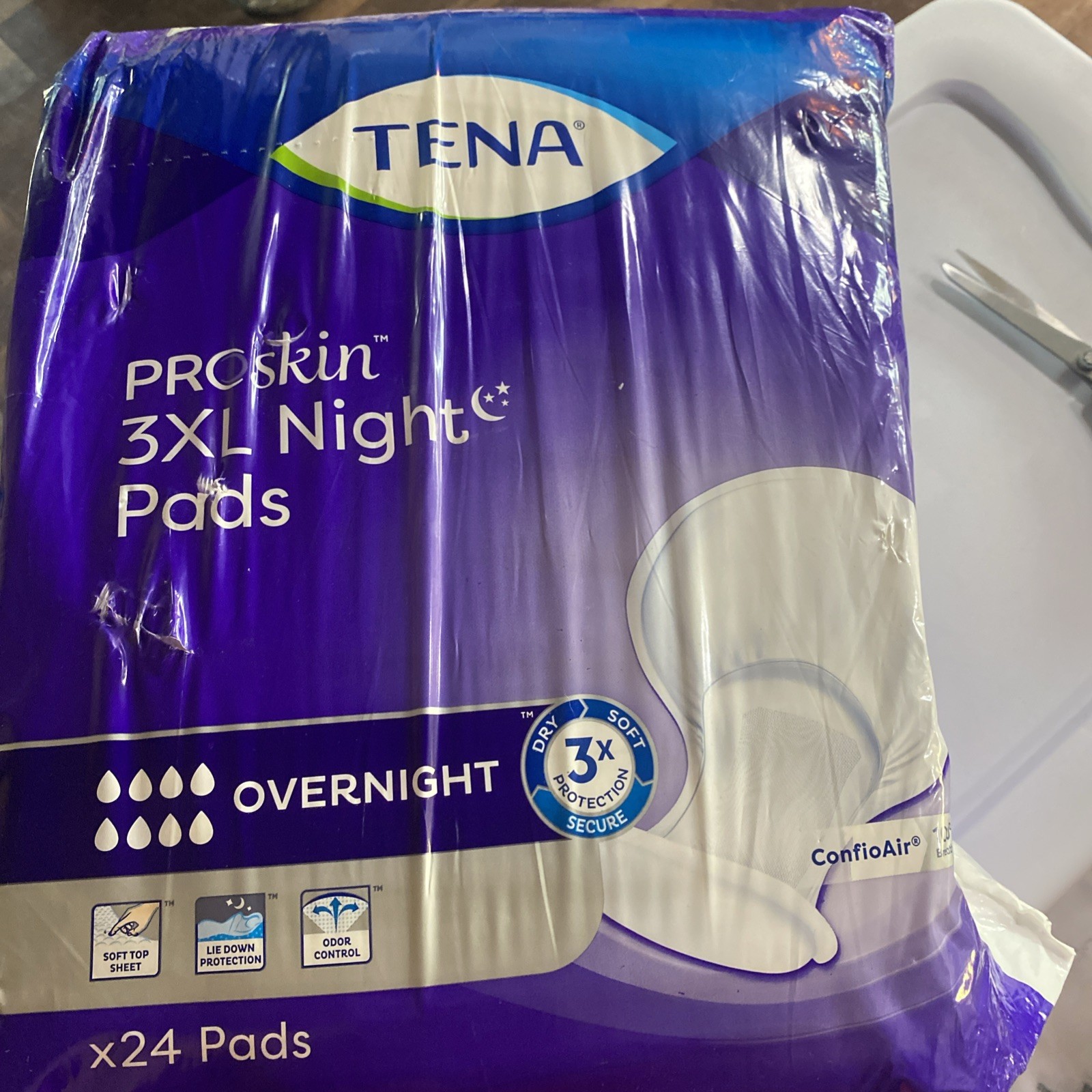 NEW! TENA ~ ProSkin 3XL Night Pads 3x Soft 3x Dry 3x Protection 24 Unisex Pads