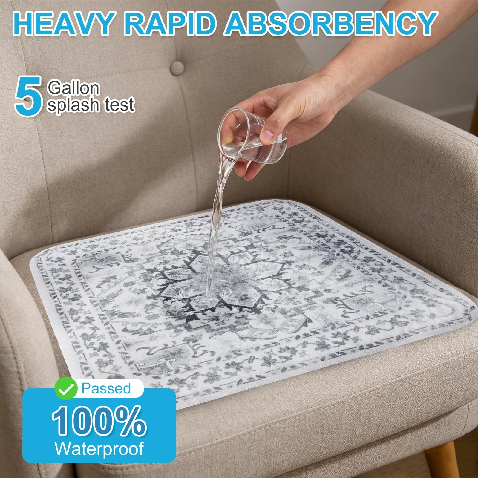® Waterproof Chair Pads for Incontinence 21″ x 22″ (Pack of 4),Washable Reusa…