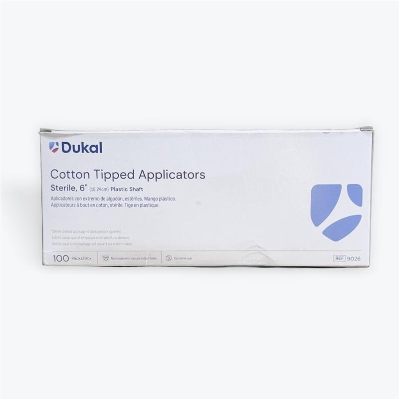 Dukal 9026 Cotton Tipped Applicators Sterle, 6″(15.24cm) 100pcs Plastic Shaft