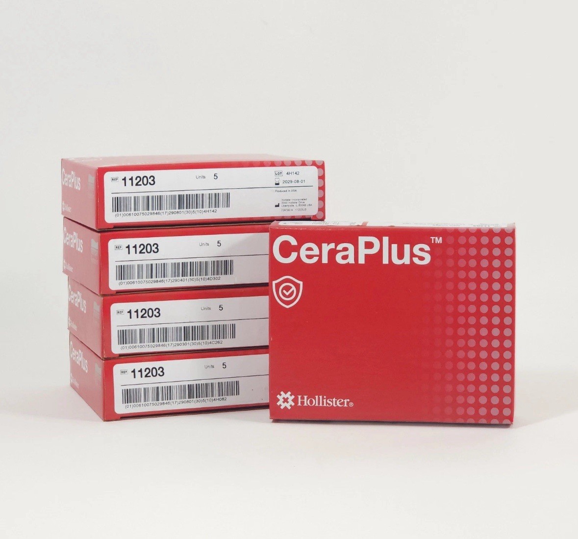 5 Boxes Hollister New Image CeraPlus Skin Ostomy Barrier #11203 25ct Total-NEW.