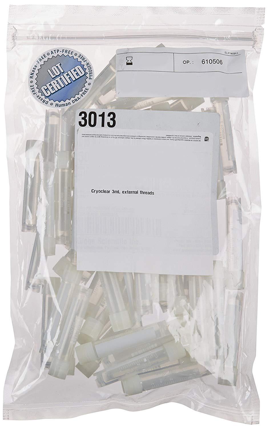 CryoClear 3013-50 Polypropylene Barcoded Cryogenic Vial 3mL Capacity Sterile 50